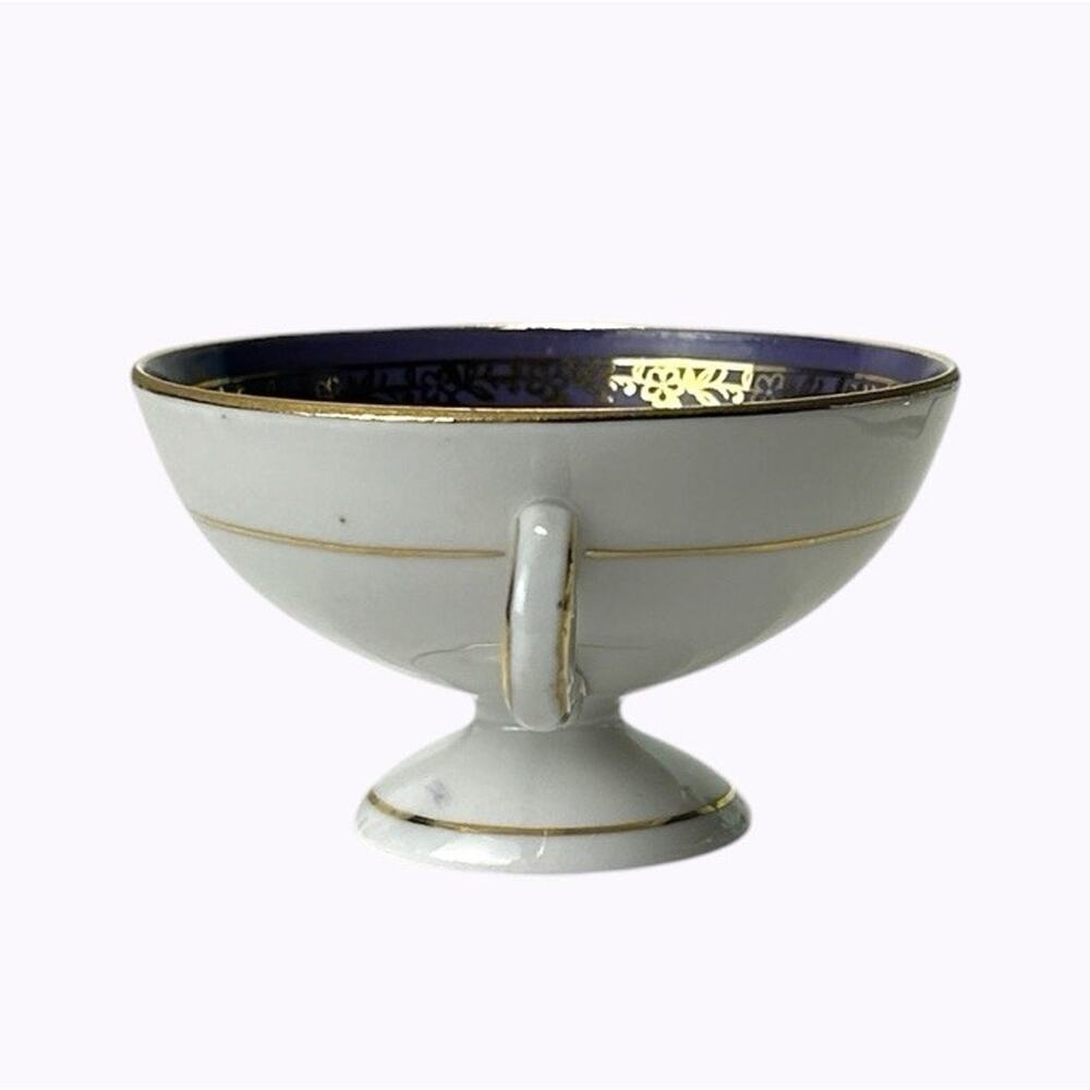 Vintage Demitasse Cup Saucer Bremer Schmidt BES Purple Gold Cameo GDR Lovers - Picture 10 of 16